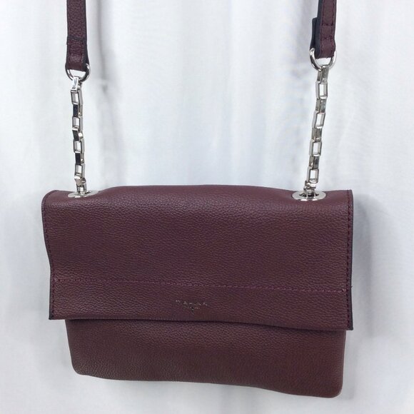 Tahari Handbags - Tahari Soft Burgundy Pebbled Leather Small Crossbody Shoulder Bag‎ Purse